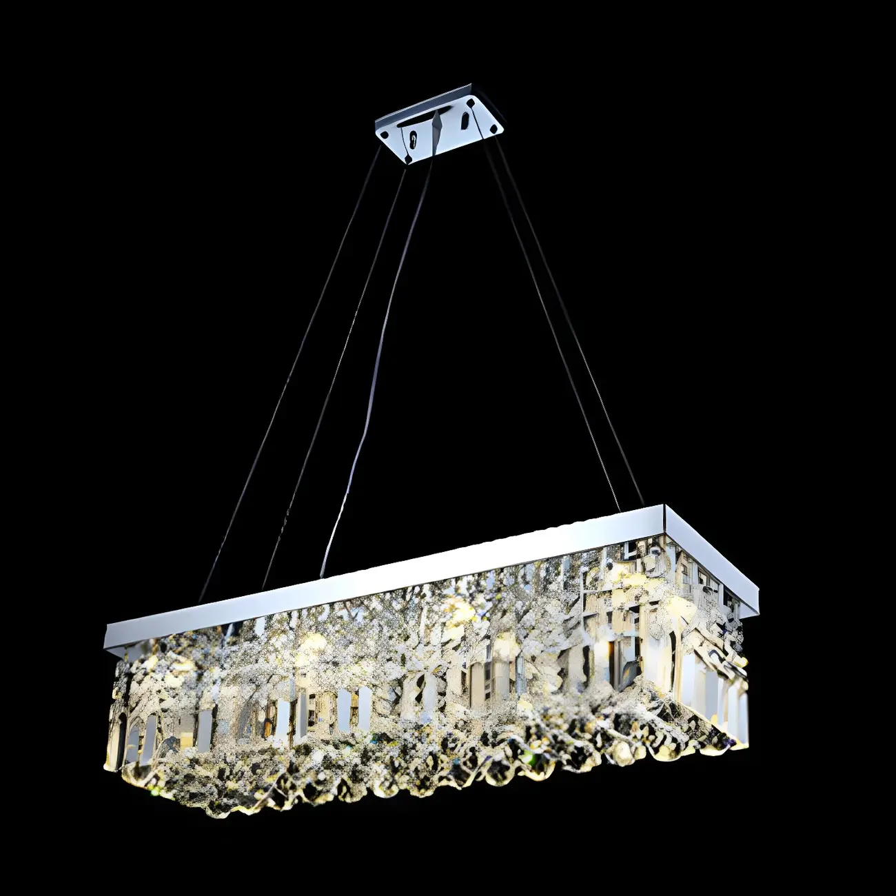 Modish Crystal Rectangle Island Pendant Light for Kitchen