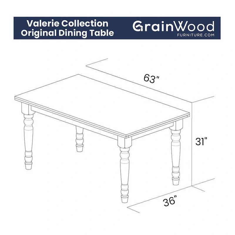 Grain Wood Furniture Valerie 63-inch Solid Wood Dining Table