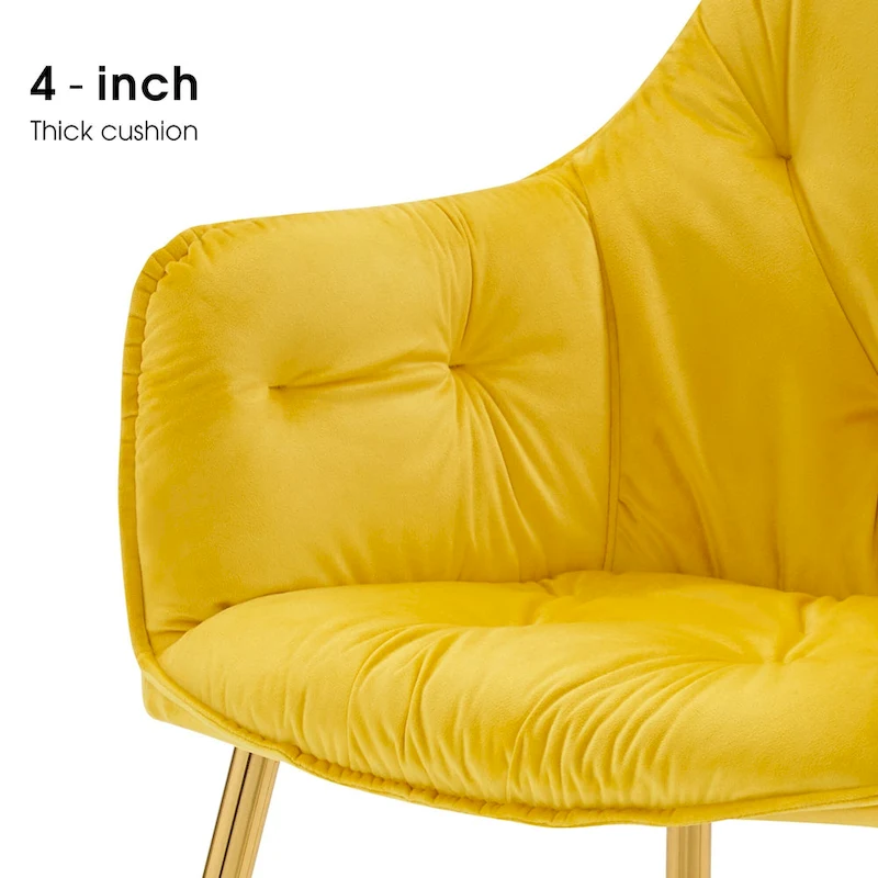 ivinta Tufted Dining Chairs Set of 2, Accent Chair with Solid Gold Plated Legs