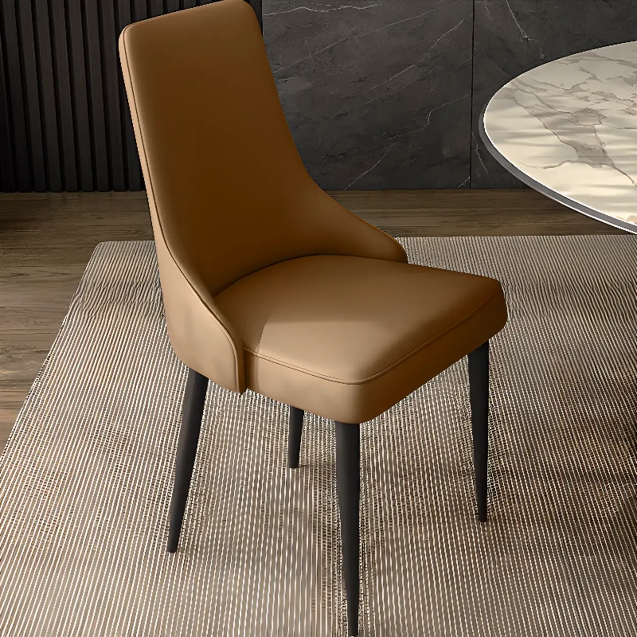 Modern Armless Faux Leather Upholstered High Back Dining Chair