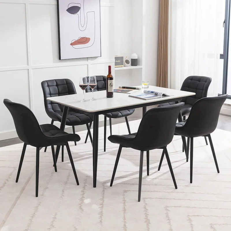 XINMICS Modern Upholstered Faux Leather Dining Chairs Set of 2