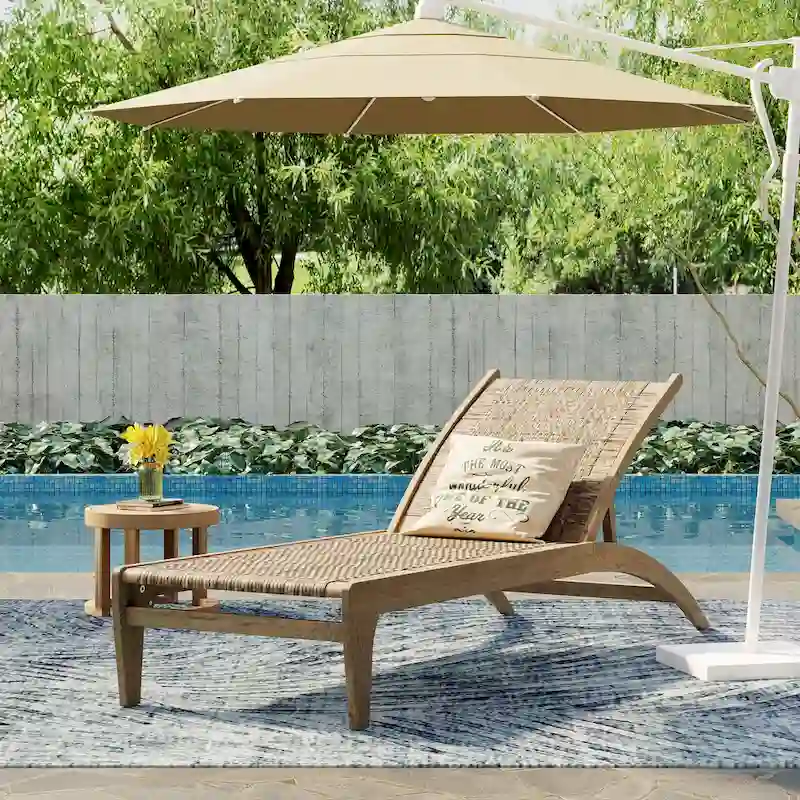 Benfield Outdoor Acacia Wood and Flat Wicker Chaise Lounge by Christopher Knight Home