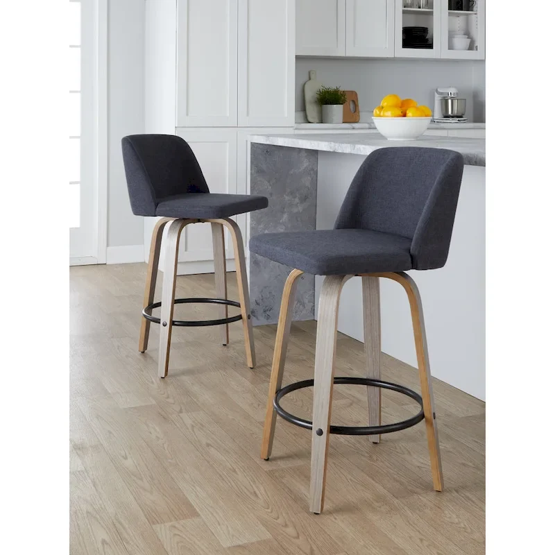 Carson Carrington Vallberga 26 Fixed-Height Counter Stool With Whitewashed Wood Base (Set of 2)
