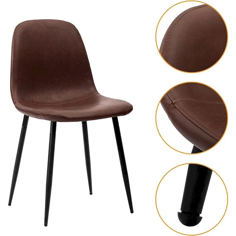 Modern Upholstered Dining Chair in Faux Leather