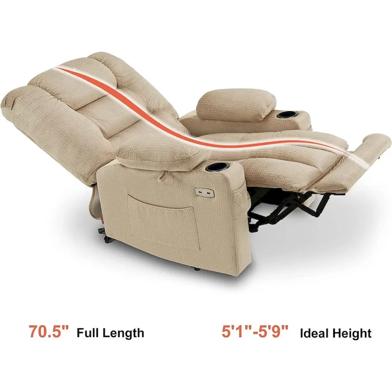 Electric Power Recliner Chair with Heat and Massage, Fabric 6079/PR670