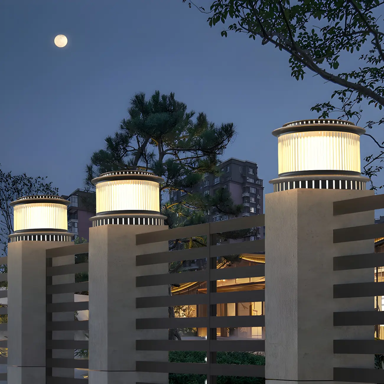 Black Metal Circular Drum Post Cap Light