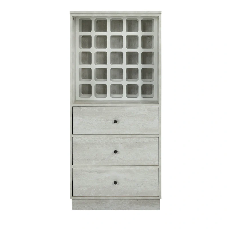 Off White Freestanding Bar Cabinet with 3 Drawers & Storage, 1-Unit