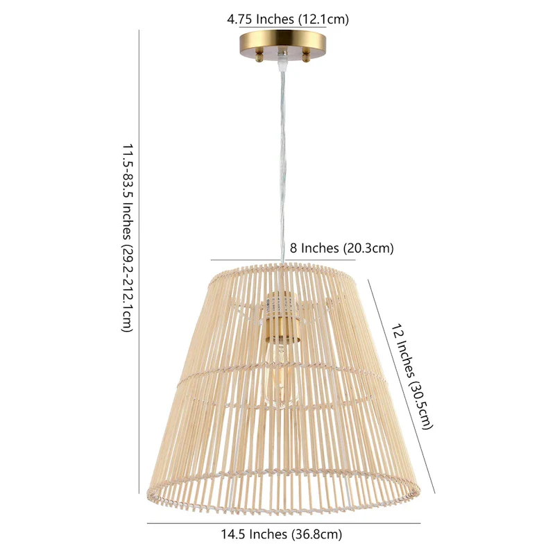 SAFAVIEH Lighting Egne 14.5-inch Pendant - 15  W x 15  D x 12-192  H - Natural - 15Wx15Dx192H