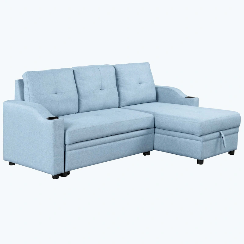 Classic and Cozy L-shape Pull-out Sleeper Sectional Sofa