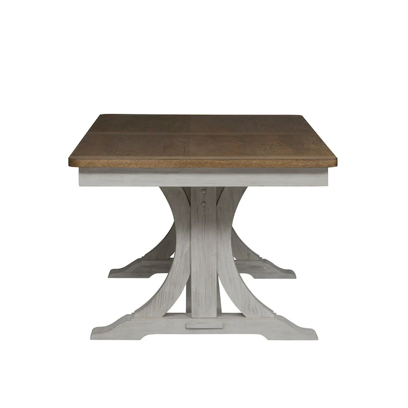 Farmhouse Reimagined Antique White Opt 6 Piece Trestle Table Set