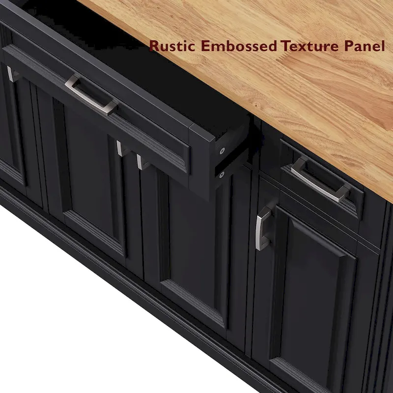 54Inch Large Kitchen Island With Rubber Wood Drop Leaf(no include stool)