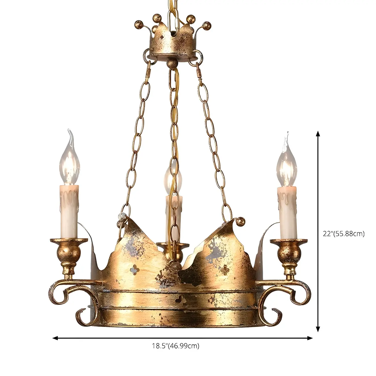 Gold Crown Iron Structure Royal Style Chandelier