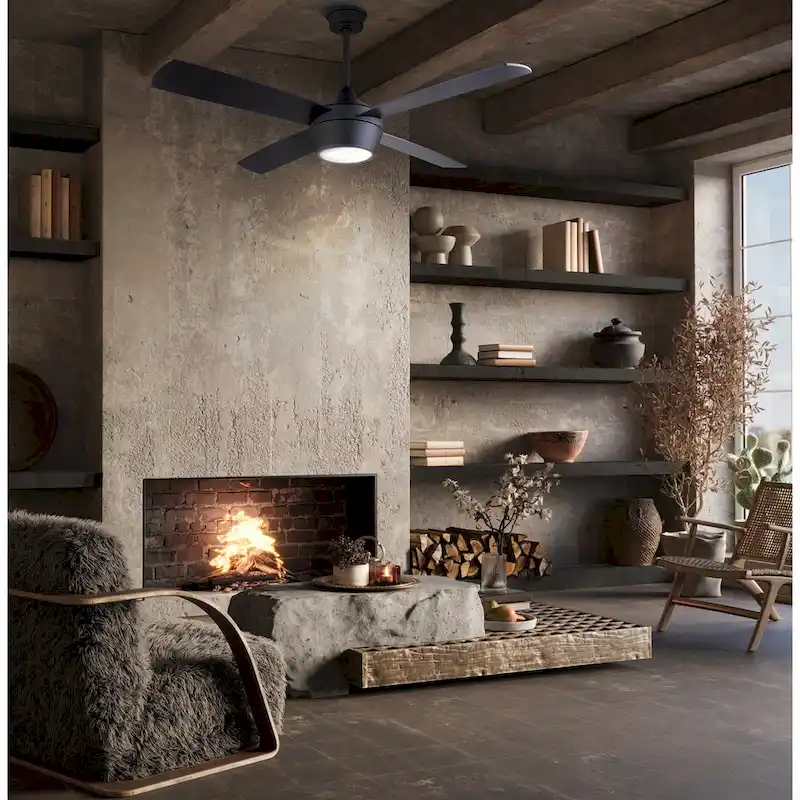 Judson 52 in. Indoor Matte Black Standard Ceiling Fan with Soft White Integrated LED with Remote Included