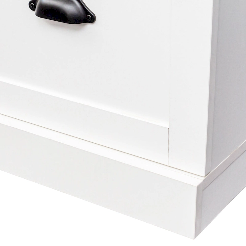 Farmhouse Hall Tree with Wood Grain Bench, Hooks and Bottom Cabinets