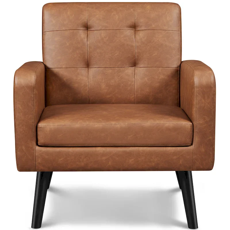 Yaheetech Modern Faux Leather Tufted Accent Chair with Solid Wood Legs - 28.52933