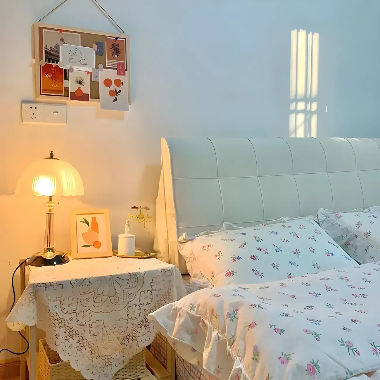 Elegant White Glass Metal Umbrella-Shaped Table Lamp