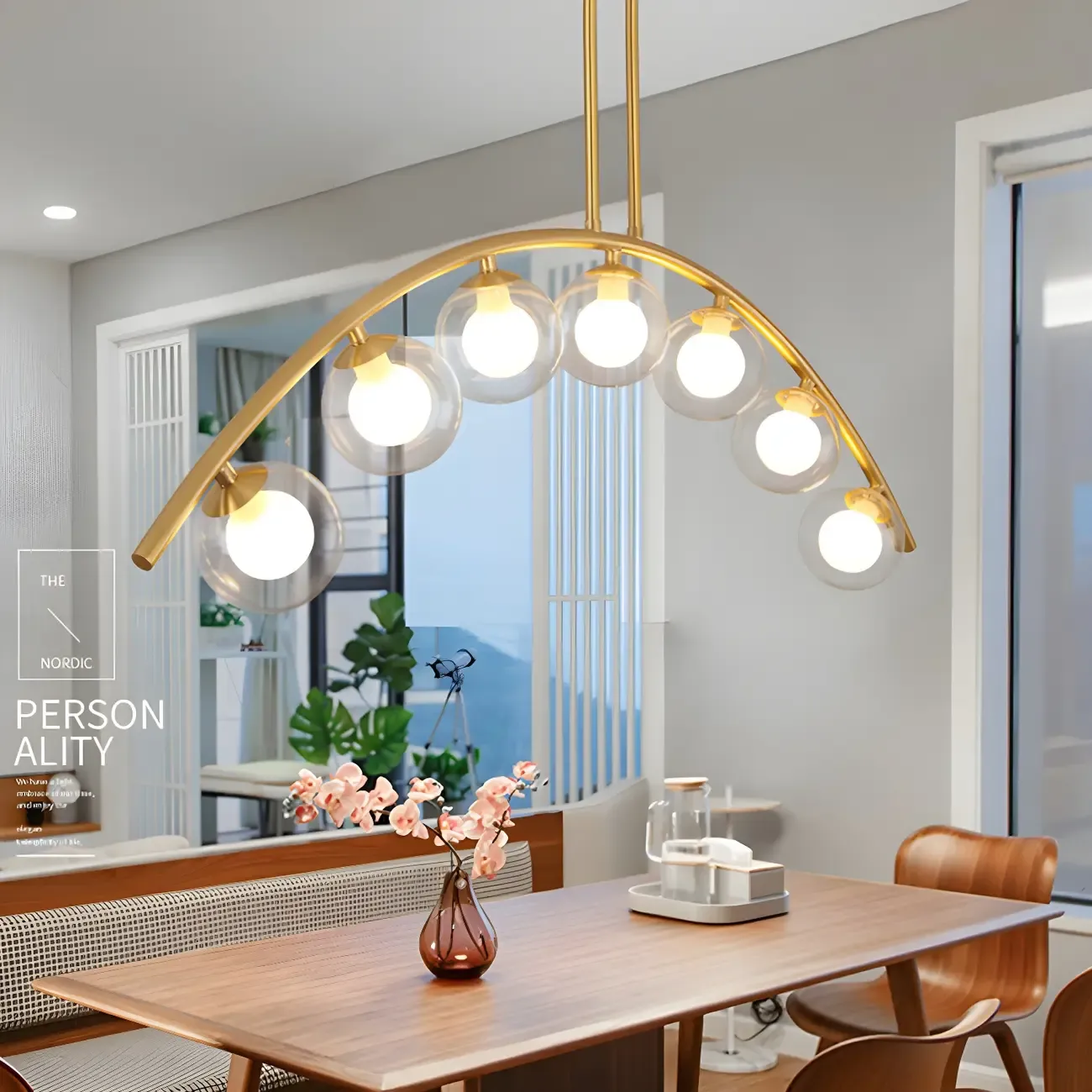 Trendy Modern Gold Arc Multi-Light Island Pendant