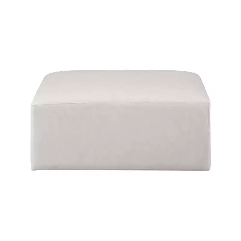 Meridian Furniture,Cube Cream Vegan Leather Ottoman