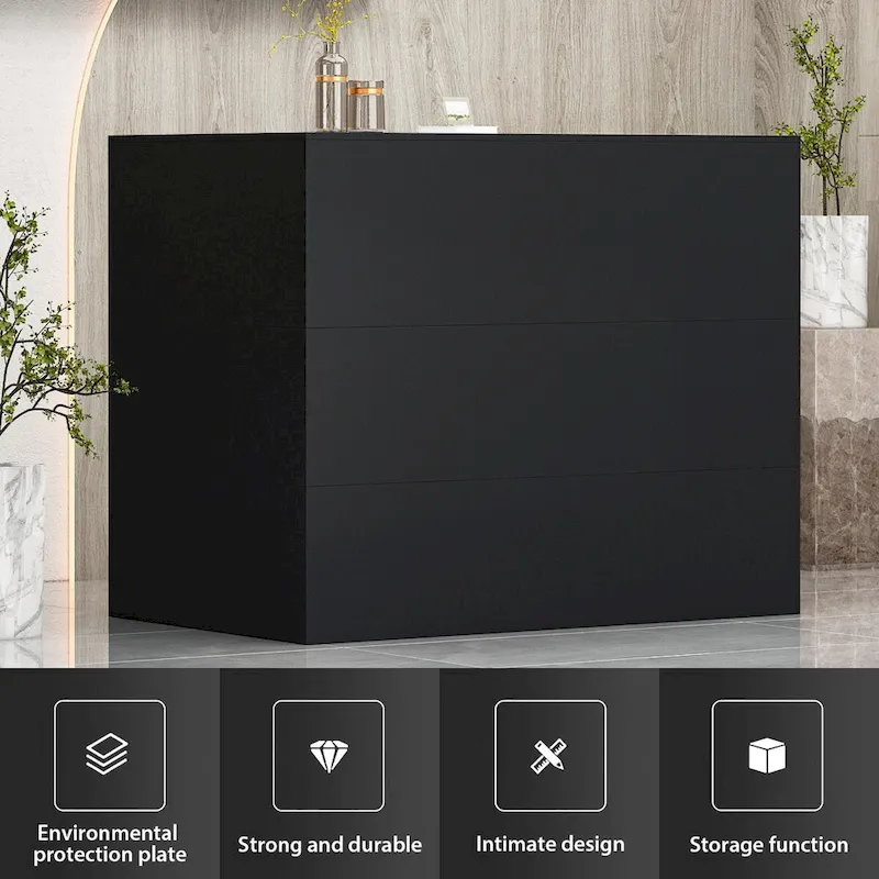 L-Shape Wood Reception Desk Office Computer Desk