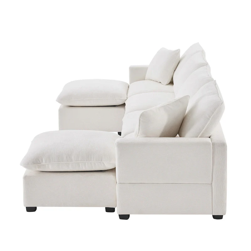 U Shape Modular Sofa, 6 Seat Chenille Deep Seat Sectional Couch