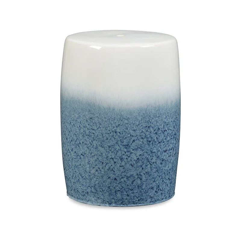 Blue Tile-Top Ceramic Side Table, Seats 1