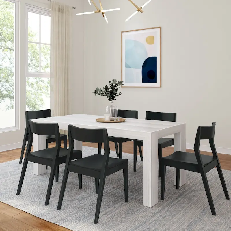 Plank and Beam 72   Modern Solid Wood Table and Chairs Dining Set