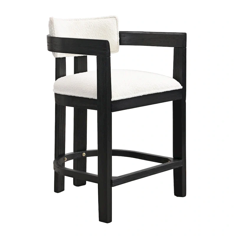 Netia 3-Piece Counter-Height Bar Set with Boucle Upholstered Chairs and Metal Table Base by Christopher Knight Home