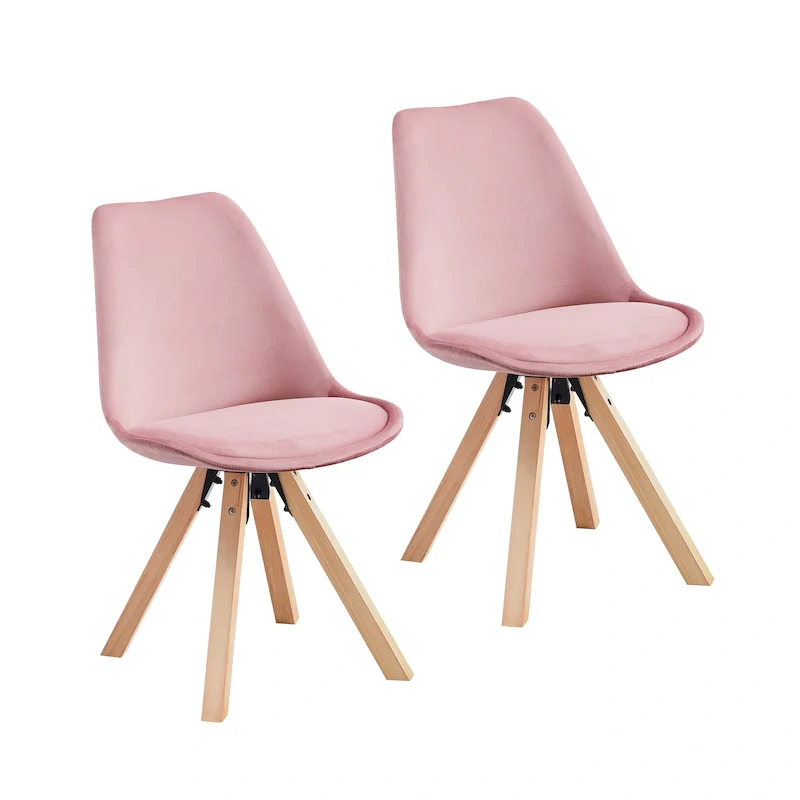 Velvet Dining Chairs Set of 2 with Beechwood Legs