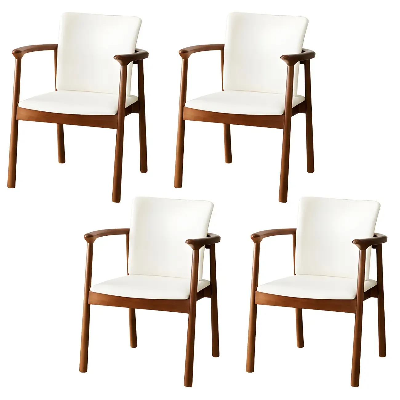 Modern Upholstered Rubberwood Arm Dining Chair Set of 2