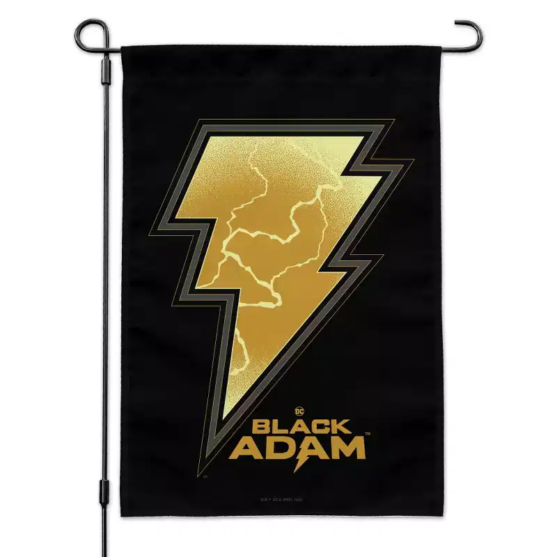 Black Adam Lightning Logo Garden Yard Flag with Pole Stand Holder