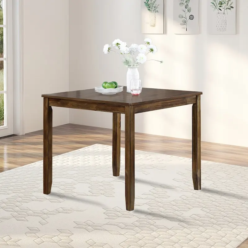 Walnut / Grey Square Wood Dining Table (Seats 4)