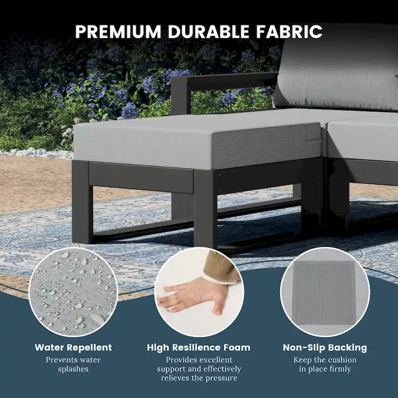 Polytrends Endless Patio 5-Piece Deep Seating Set with Ottoman with Gray Frame