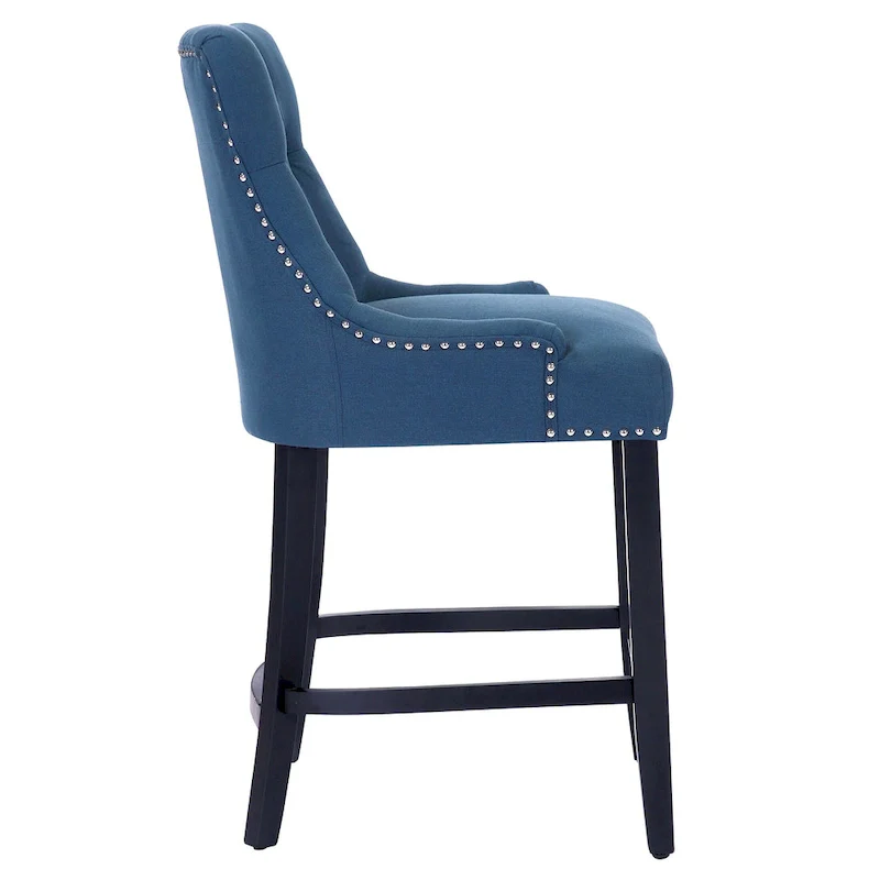 Carter 24  Upholstered Button Tufted Counter Stool, Black Legs