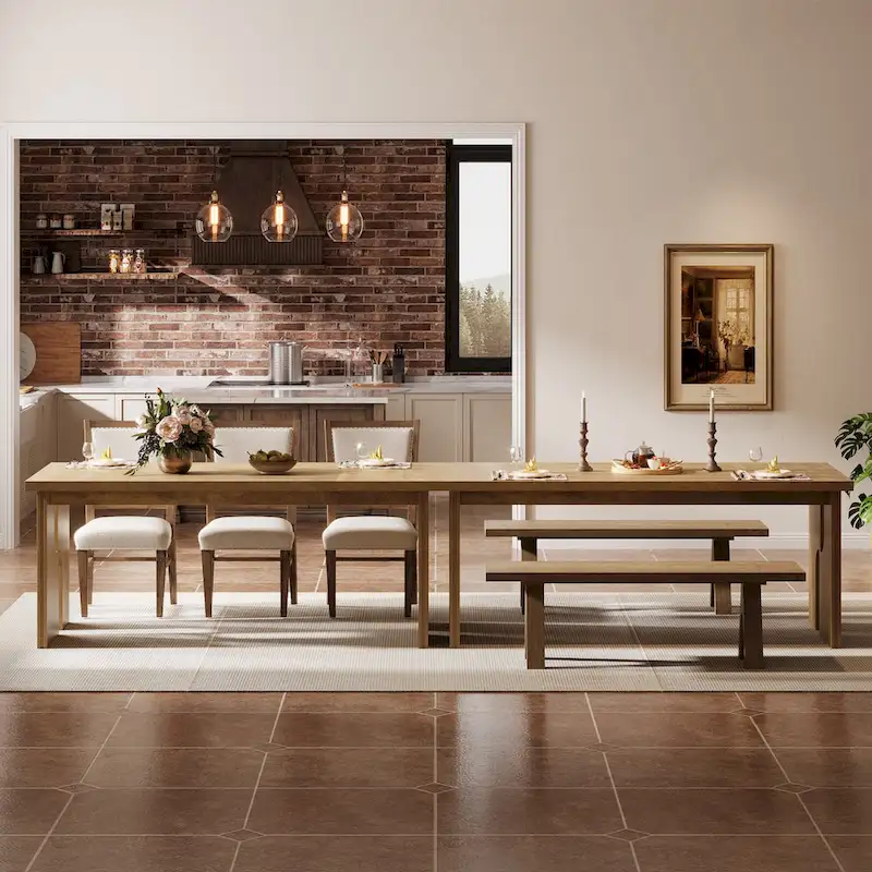 63  Dining Table Rectangle Kitchen Table with Modern Aesthetic Legs