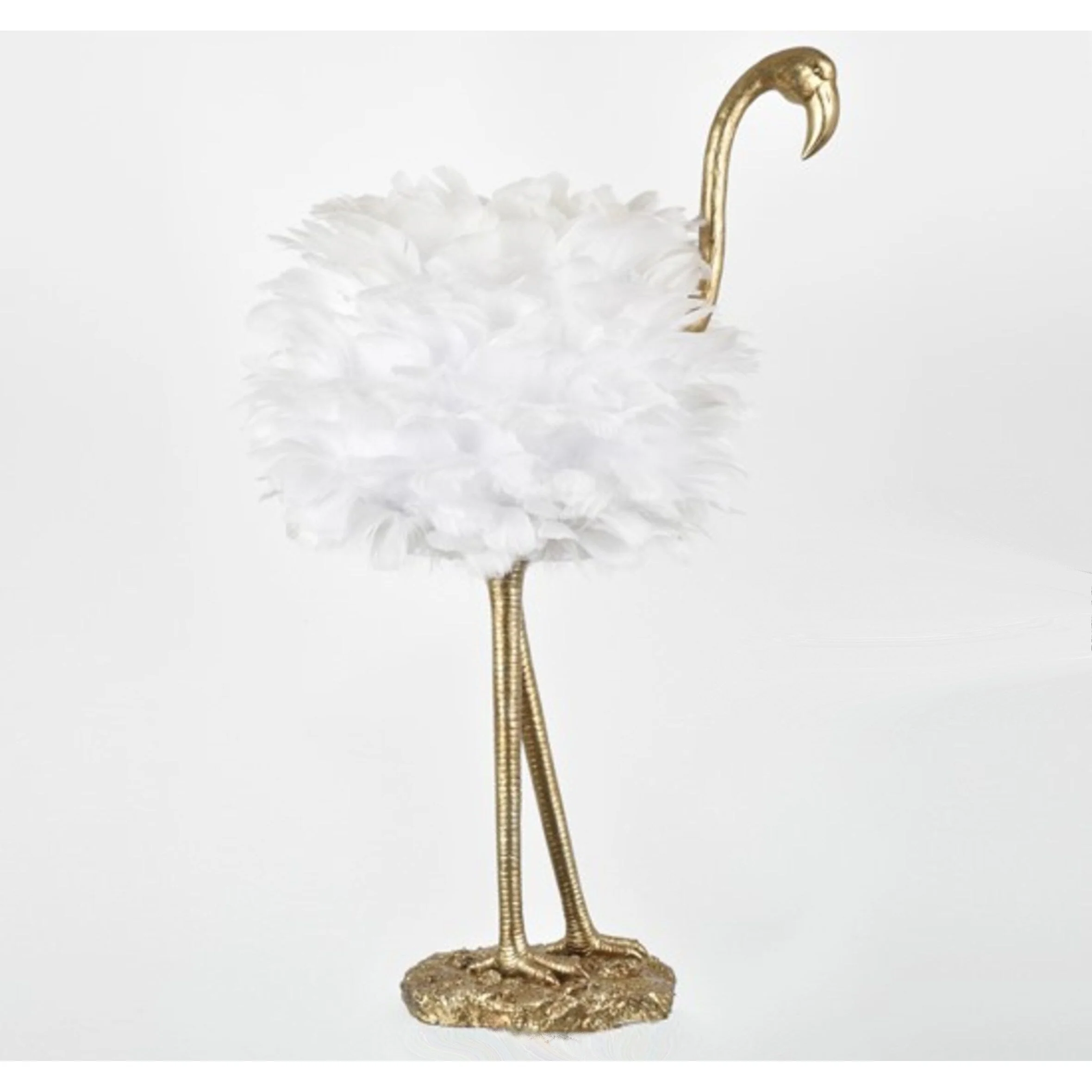 Flamingo Table Lamp - White and Gold - 30.5 H - 30H x 19W x 14D