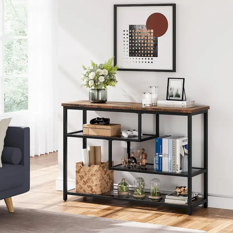 Entryway Table, 4-Tier Console Table with Storage Shelves