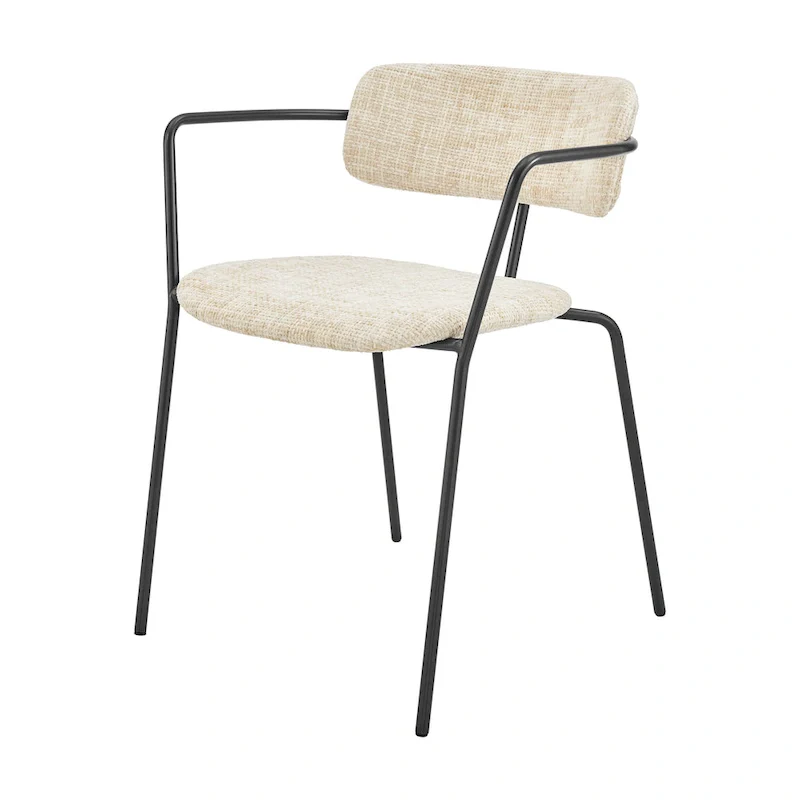 Cream / Gray Fabric Dining Arm Chair, Set of 2