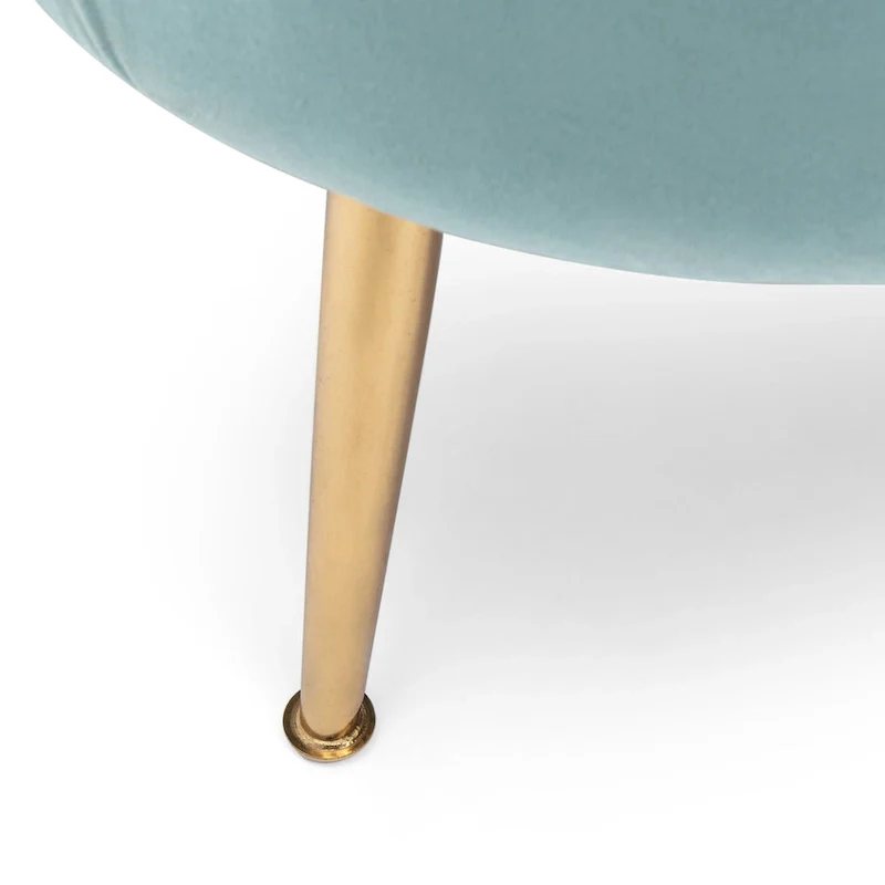 Velvet Channel Stitched 3-Seater Sofa with Gold Metal Legs