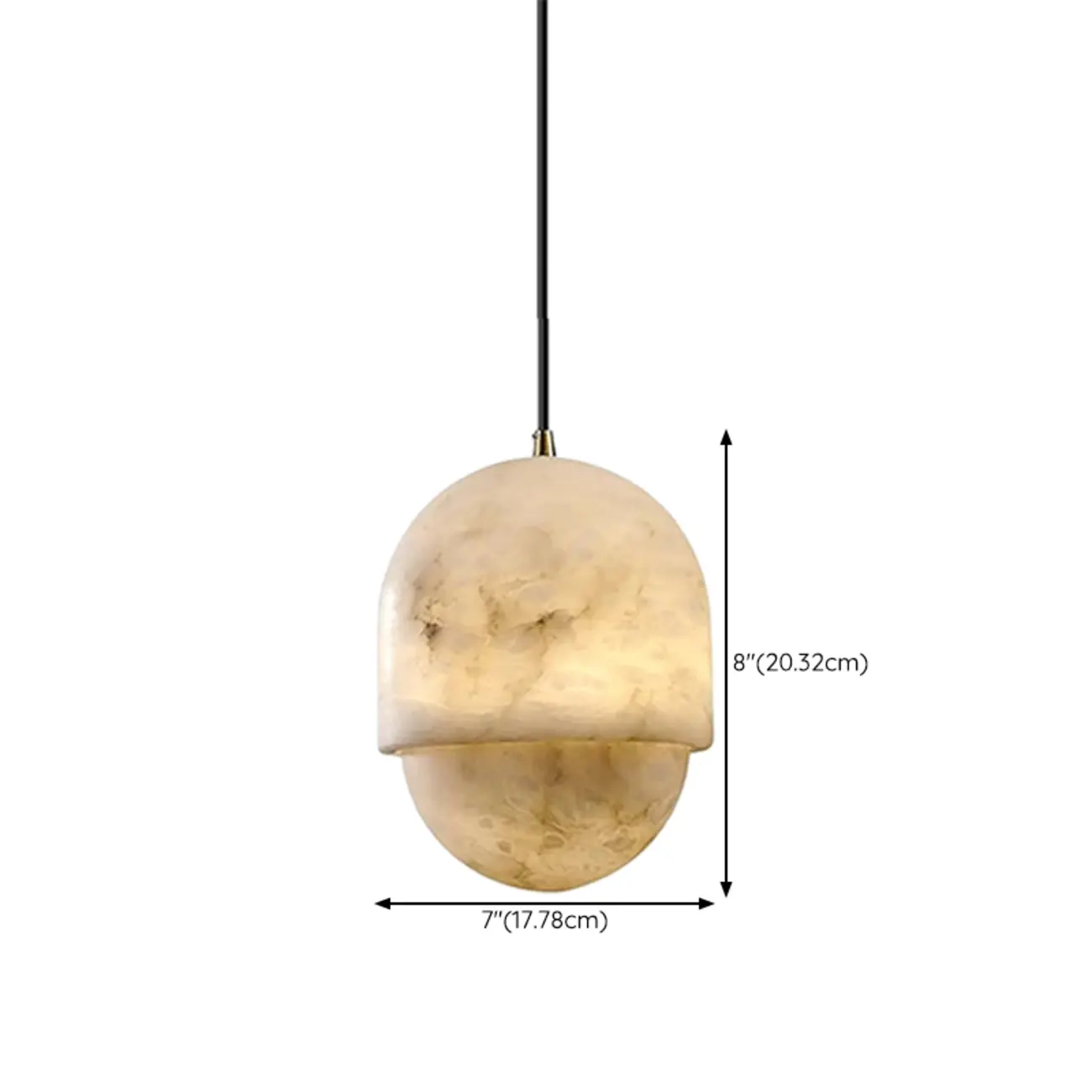 1-Light White Stone Geometric Hanging Pendant Light