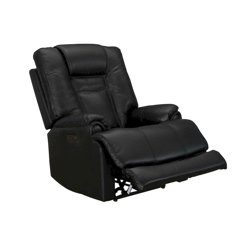 Top Grain Leater Black Zero Gravity Power Recliner With Adjustable Headrest Extendable Footrest