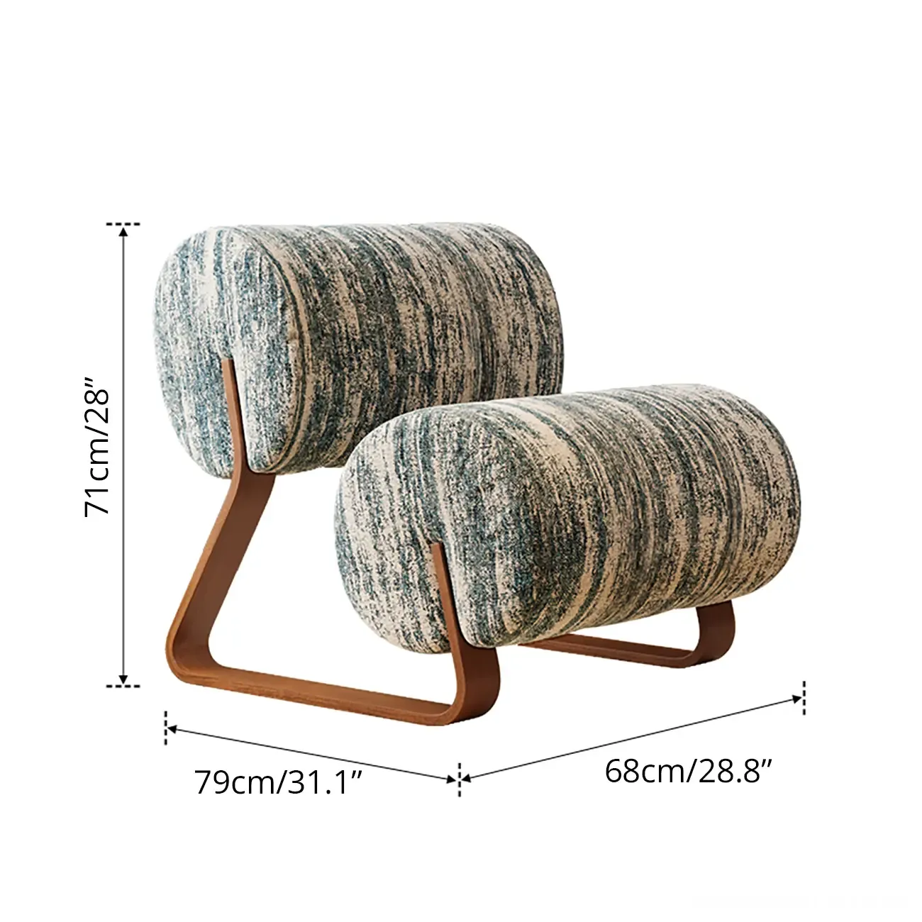 Mid-Century Modern Sherpa Armless Accent Chair with Metal Base