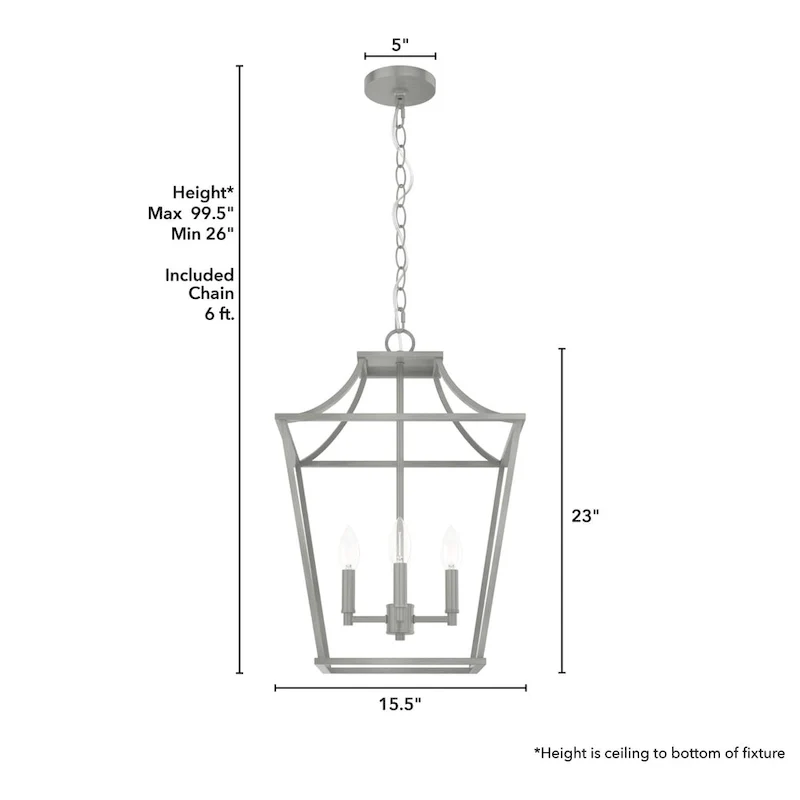 Hunter 15  Laurel Ridge 4-Light Lantern Pendant - Kitchen Island, Dining Room, Entry - Candle, Modern Farmhouse, Industrial