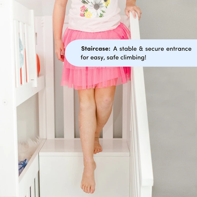 Max and Lily Classic Twin Low Loft with Stairs, Easy Slide and Curtain