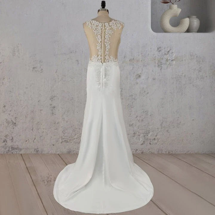 Mermaid Illusion Lace Appliqued Wedding Dress
