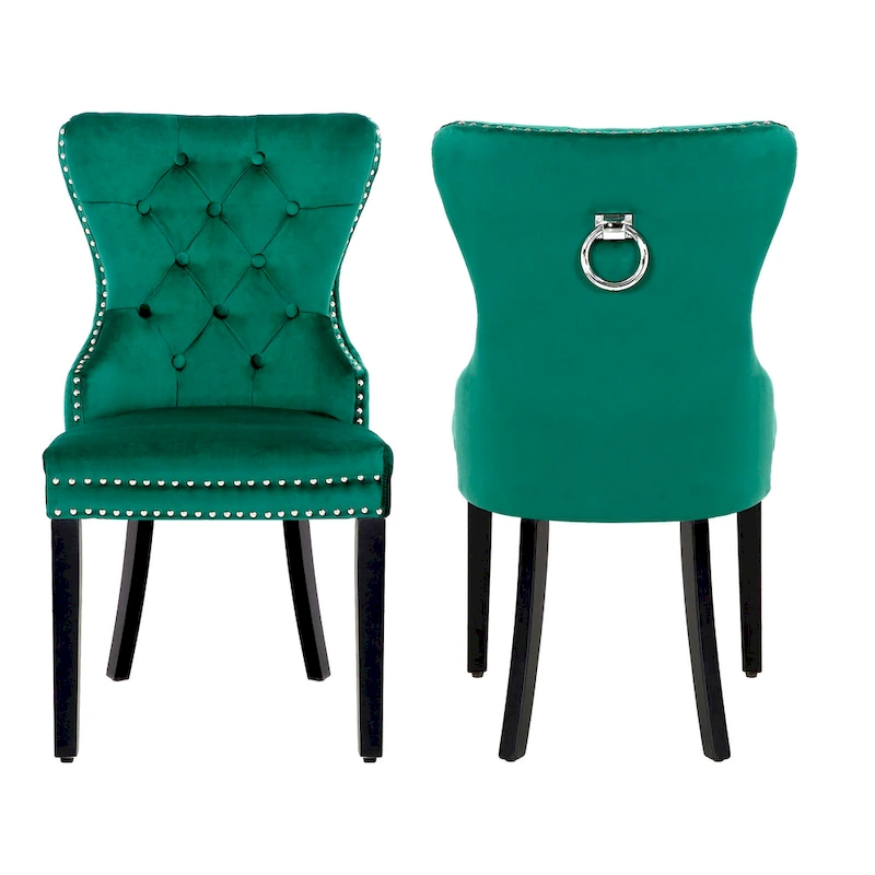 Grandview Tufted Upholstered Dining Chair (Set of 2) with Nailhead Trim and Ring Pull