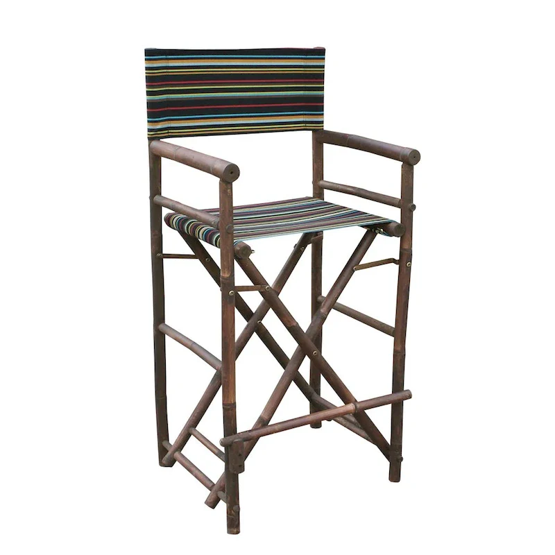 Zew Handcrafted Espresso Bamboo Bar Height Director Chair