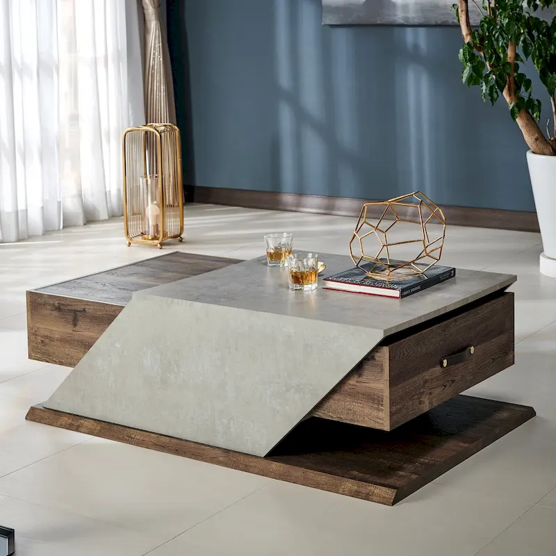 Industrial 47-Inch Lift-Top Adjustable Coffee Table