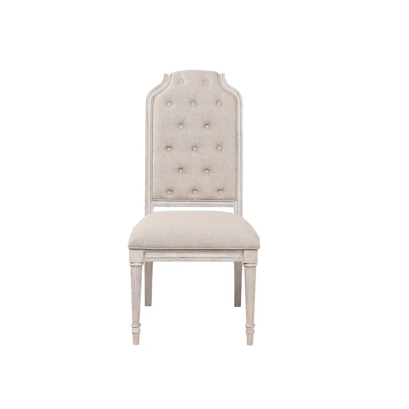 Modern 20  Upholstered Armless Side Chair with Wood Legs and Button Tufted Cushion (Set of 2)