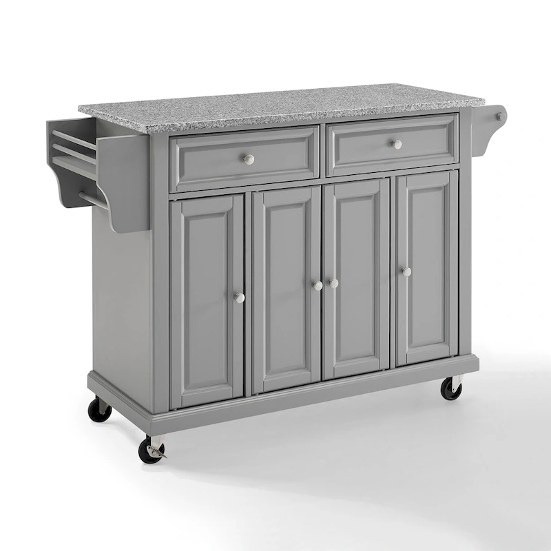 Crosley Solid Granite Top Kitchen Cart/Island In Vintage Grey - 51.5 W x 18 D x 34 H