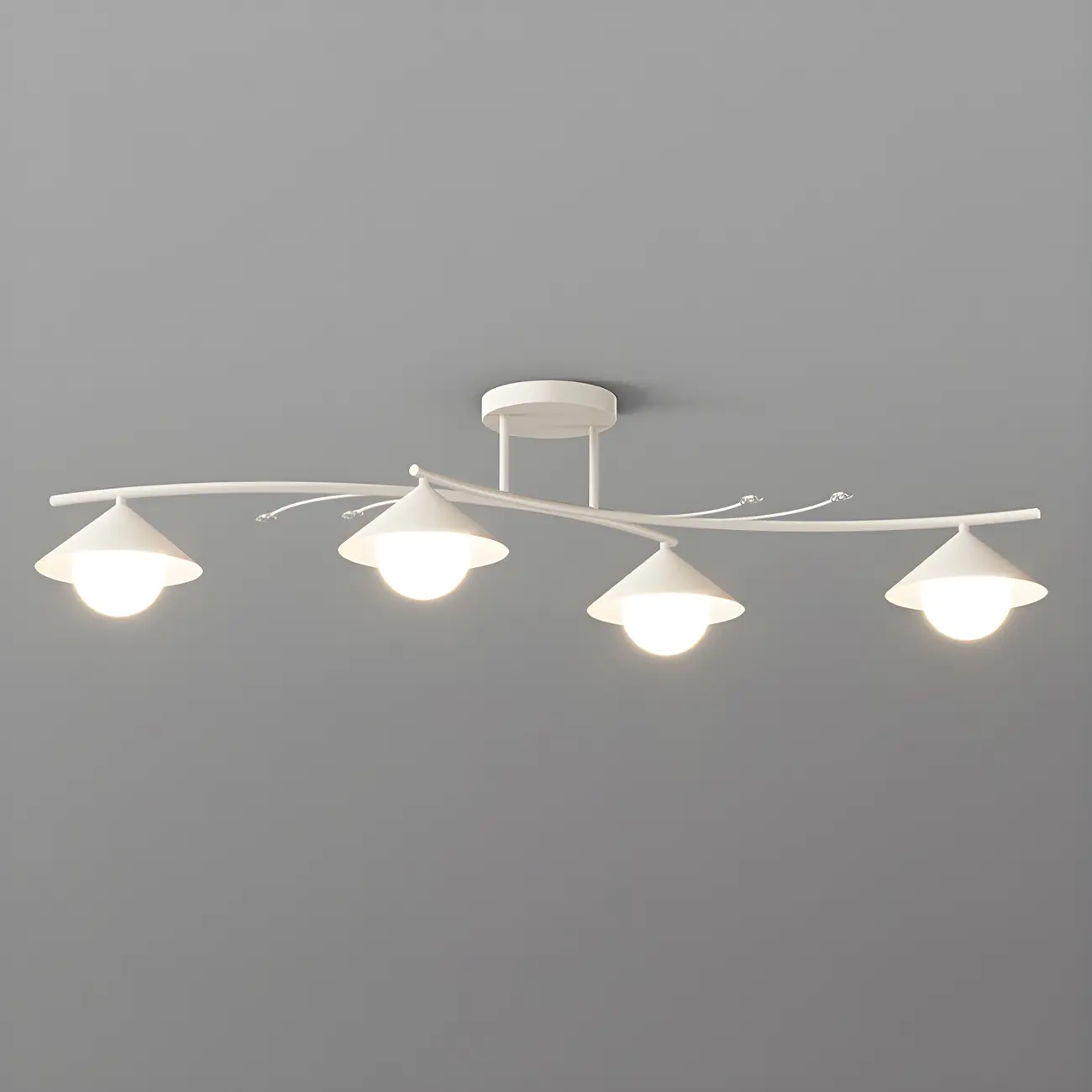 Sleek Modern White Metal Island Pendant Light